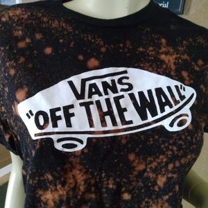 Vans Off the Wall small black bleached retro cropped tshirt